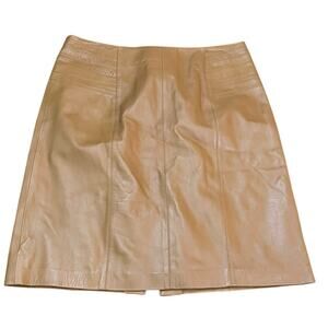 NWT vintage Vakko Sport Brown Leather Mini Pencil Skirt Size 6 dead stock